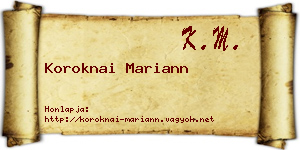 Koroknai Mariann névjegykártya